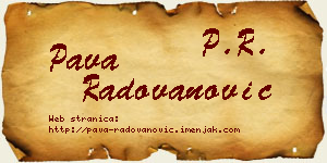 Pava Radovanović vizit kartica